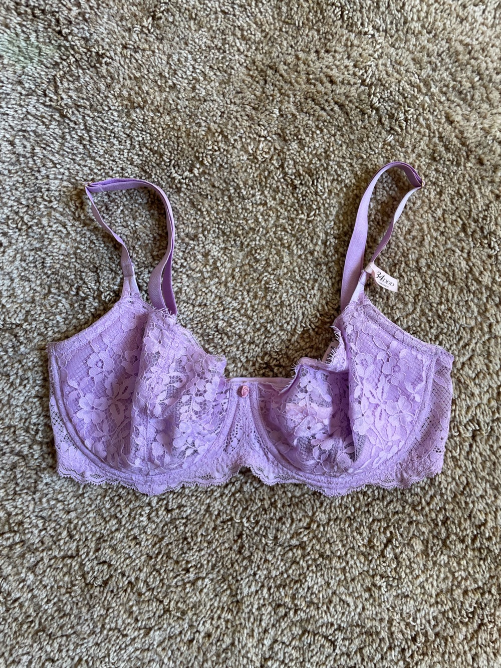 Victoria’s Secret Unlined Lace Bra Size 34DDD Purple Minimal Colourful Feminine